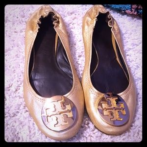 Gold Tory Burch Reva Flats Size 7.5
